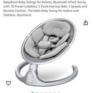 Baby Swings, 5 Speed Bluetooth Baby Bouncer With 3 Seat Positions